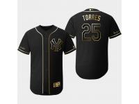 Men's Yankees 2019 Black Golden Edition Gleyber Torres Flex Base Stitched Jersey