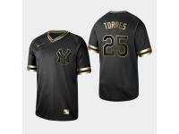 Men's Yankees 2019 Black Golden Edition Gleyber Torres V-Neck Stitched Jersey