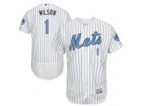 Mets #1 Mookie Wilson White (Blue Strip) Flexbase Authentic Collection 2016 Father Day Stitched Baseball Jersey