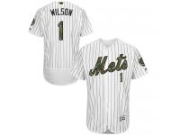 Mets #1 Mookie Wilson White (Blue Strip) Flexbase Authentic Collection 2016 Memorial Day Stitched Baseball Jersey