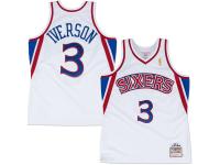 Mitchell & Ness Philadelphia 76ers #3 Allen Iverson White 1996 Throwback Premium Jersey