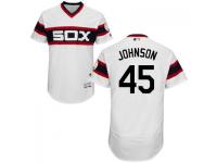 MLB Chicago White Sox #45 Erik Johnson Men White Authentic Flexbase Collection Jersey