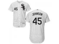 MLB Chicago White Sox #45 Erik Johnson Men White Stripe Authentic Flexbase Collection Jersey