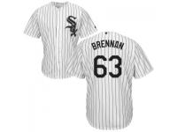 MLB Chicago White Sox #63 Brandon Brennan Men White Stripe Cool Base Jersey