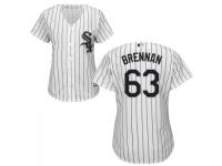 MLB Chicago White Sox #63 Brandon Brennan Women White Stripe Cool Base Jersey