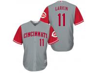 MLB Cincinnati Reds #11 Barry Larkin Men Fashion Cool Base Grey Jerseys