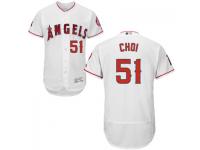 MLB Los Angeles Angels #51 Ji-Man Choi Men White Authentic Flexbase Collection Jersey