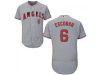 MLB Los Angeles Angels #6 Yunel Escobar Men Grey Authentic Flexbase Collection Jersey