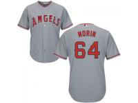MLB Los Angeles Angels #64 Mike Morin Men Grey Cool Base Jersey