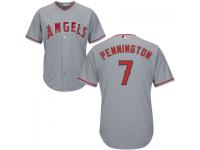 MLB Los Angeles Angels #7 Cliff Pennington Men Grey Cool Base Jersey