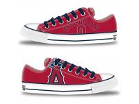 MLB Men/Women Los Angeles Angels #0 Yunel Escobar Red Hand Painted Unisex Low-Top Canvas Shoes