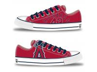 MLB Men/Women Los Angeles Angels #43 Garrett Richards Red Hand Painted Unisex Low-Top Canvas Shoes