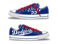 MLB Men/Women Los Angeles Dodgers #22 Clayton Kershaw Royal Hand Painted Unisex Low-Top Canvas Shoes