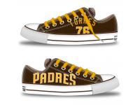 MLB Men/Women San Diego Padres #76 Jose Torres Brown Hand Painted Unisex Low-Top Canvas Shoes