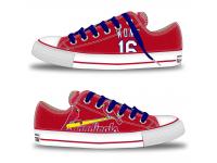 MLB Men/Women St. Louis Cardinals #16 Kolten Wong Red Hand Painted Unisex Low-Top Canvas Shoes