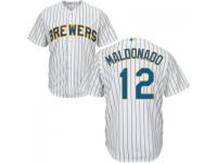 MLB Milwaukee Brewers #12 Martin Maldonado Men White Cool Base Jersey