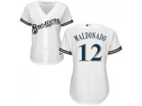 MLB Milwaukee Brewers #12 Martin Maldonado Women White-Royal Cool Base Jersey