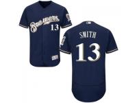 MLB Milwaukee Brewers #13 Will Smith Men Navy Blue Authentic Flexbase Collection Jersey
