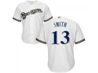 MLB Milwaukee Brewers #13 Will Smith Men White-Royal Cool Base Jersey