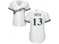 MLB Milwaukee Brewers #13 Will Smith Women White-Royal Cool Base Jersey