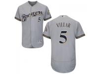 MLB Milwaukee Brewers #5 Jonathan Villar Men Grey Authentic Flexbase Collection Jersey