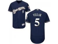 MLB Milwaukee Brewers #5 Jonathan Villar Men Navy Blue Authentic Flexbase Collection Jersey