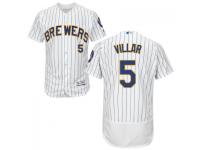 MLB Milwaukee Brewers #5 Jonathan Villar Men White Authentic Flexbase Collection Jersey