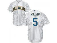 MLB Milwaukee Brewers #5 Jonathan Villar Men White Cool Base Jersey