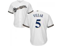 MLB Milwaukee Brewers #5 Jonathan Villar Men White-Royal Cool Base Jersey