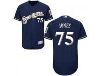 MLB Milwaukee Brewers #75 Zach Jones Men Navy Blue Authentic Flexbase Collection Jersey