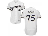 MLB Milwaukee Brewers #75 Zach Jones Men White-Royal Authentic Flexbase Collection Jersey