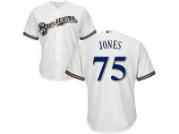 MLB Milwaukee Brewers #75 Zach Jones Men White-Royal Cool Base Jersey