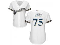 MLB Milwaukee Brewers #75 Zach Jones Women White-Royal Cool Base Jersey