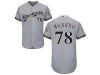 MLB Milwaukee Brewers #78 Damien Magnifico Men Grey Authentic Flexbase Collection Jersey