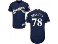 MLB Milwaukee Brewers #78 Damien Magnifico Men Navy Blue Authentic Flexbase Collection Jersey