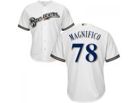 MLB Milwaukee Brewers #78 Damien Magnifico Men White-Royal Cool Base Jersey