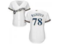 MLB Milwaukee Brewers #78 Damien Magnifico Women White-Royal Cool Base Jersey