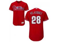 MLB Philadelphia Phillies #28 Vince Velasquez Men Red Authentic Flexbase Collection Jersey
