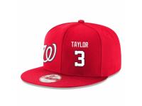 MLB 's Washington Nationals #3 Michael Taylor Stitched New Era Snapback Adjustable Player Hat - Red White