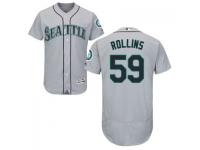 MLB Seattle Mariners #59 David Rollins Men Grey Authentic Flexbase Collection Jersey