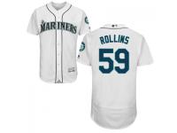 MLB Seattle Mariners #59 David Rollins Men White Authentic Flexbase Collection Jersey