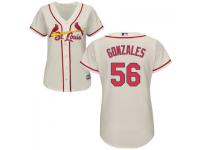MLB St. Louis Cardinals #56 Marco Gonzales Women Cream Cool Base Jersey