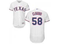 MLB Texas Rangers #58 Alex Claudio Men White Authentic Flexbase Collection Jersey