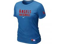 MLB Women Los Angeles Angels Of Anaheim Nike Practice T-Shirt - Light Blue