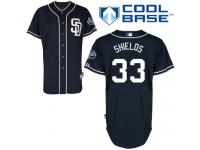Navy Blue James Shields Men #33 Majestic MLB San Diego Padres Cool Base Alternate Jersey