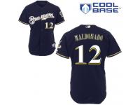 Navy Blue Martin Maldonado Men #12 Majestic MLB Milwaukee Brewers Cool Base Alternate Jersey