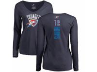NBA Women Nike Oklahoma City Thunder #12 Steven Adams Navy Blue Backer Long Sleeve T-Shirt