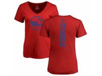 NBA Women Nike Philadelphia 76ers #13 Wilt Chamberlain Red One Color Backer Slim-Fit V-Neck T-Shirt