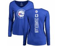 NBA Women Nike Philadelphia 76ers #13 Wilt Chamberlain Royal Blue Backer Long Sleeve T-Shirt