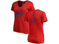 NBA Women Nike Philadelphia 76ers #8 Zhaire Smith Red One Color Backer Slim-Fit V-Neck T-Shirt